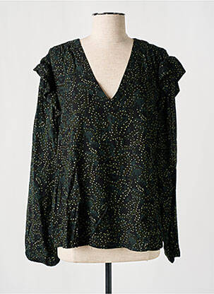 Blouse tissage popeline manches longues vert AN' GE femme