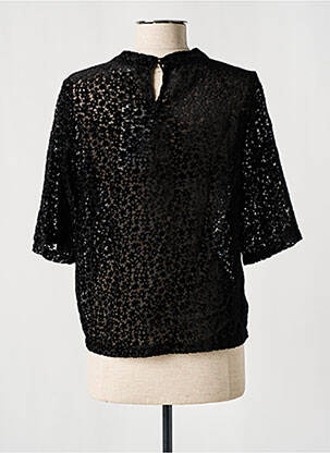 Top col rond manches 3/4 noir GRACE & MILA femme
