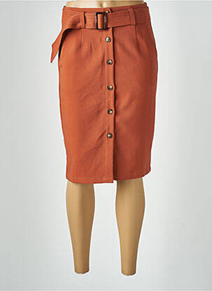 Jupe mi-longue taille à pinces orange GRACE & MILA femme