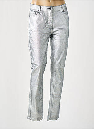 Pantalon slim stretch taille normale argent LAUREN VIDAL femme