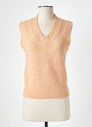 Pull col v manches courtes orange DANIELE FIESOLI femme