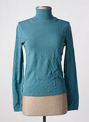 Pull col roulé stretch manches longues bleu STEFAN GREEN femme