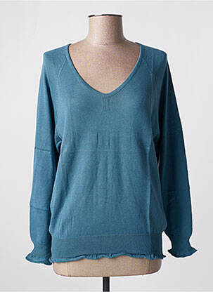 Pull col v manches longues bleu STEFAN GREEN femme