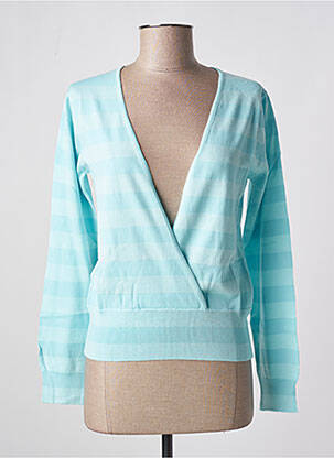 Pull col v manches longues bleu STEFAN GREEN femme