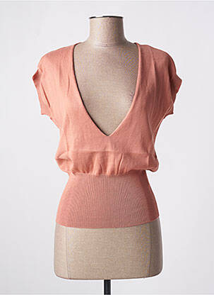 Pull col v manches courtes rose STEFAN GREEN femme