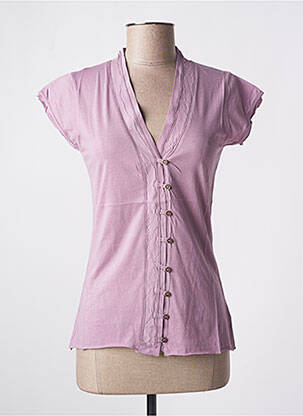 Gilet manches courtes fermeture boutonnée sur le devant violet STEFAN GREEN femme