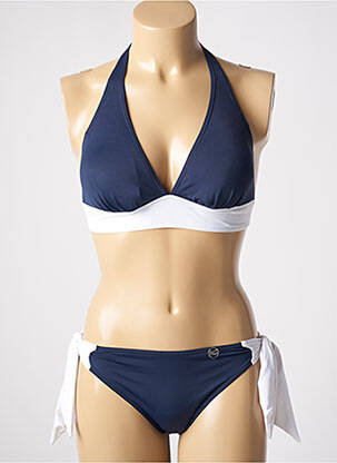 Maillot de bain 2 pièces stretch haut soutien-gorge avec mousse de rembourrage amovible bleu SUN PLAYA femme