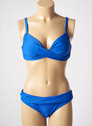 Maillot de bain 2 pièces stretch haut soutien-gorge avec mousse de rembourrage amovible bleu DAG ADOM femme