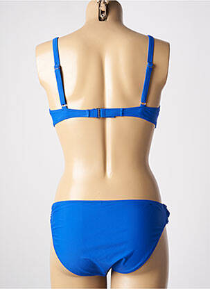 Maillot de bain 2 pièces stretch haut soutien-gorge avec mousse de rembourrage amovible bleu DAG ADOM femme