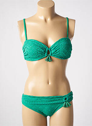 Maillot de bain 2 pièces stretch haut bandeau vert DAG ADOM femme