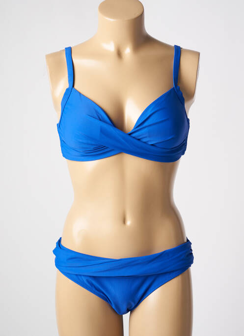 Maillot de bain 2 pièces stretch haut soutien-gorge avec mousse de rembourrage amovible bleu DAG ADOM femme