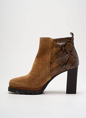 Bottines/boots tissage satiné talon de 7 à 9cm marron LODI femme