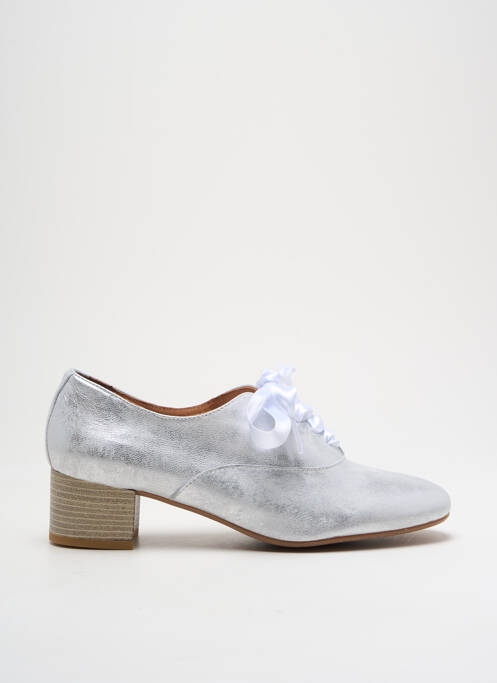 Derbies tissage satiné talon de 4 à 6cm argent FOLIE'S femme
