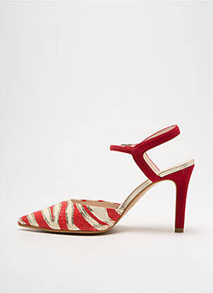 Escarpins tissage satiné talon de 7 à 9cm rouge LODI femme