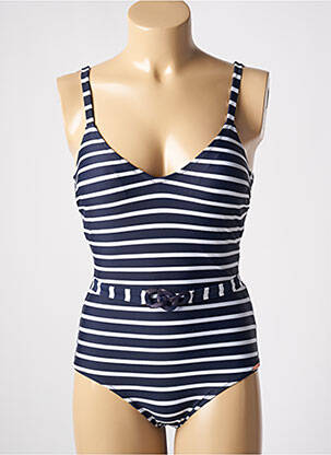 Maillot de bain 1 pièce effet matière satinée haut soutien-gorge avec mousse de rembourrage amovible bleu YSABEL MORA femme