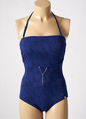 Maillot de bain 1 pièce bretelles élastiquées amovibles haut bandeau bleu SUN PLAYA femme
