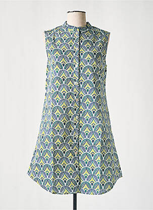 Robe courte sans manche sans manche vert COTON DU MONDE femme