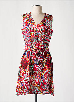 Robe courte sans manche sans manche rouge COTON DU MONDE femme