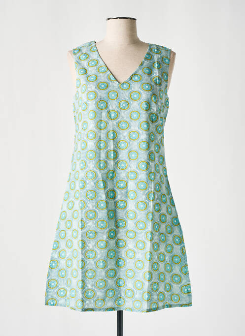 Robe courte sans manche sans manche bleu COTON DU MONDE femme