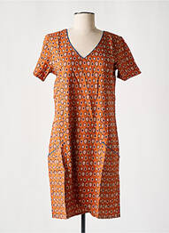 Robe courte manches courtes manches courtes marron COTON DU MONDE femme