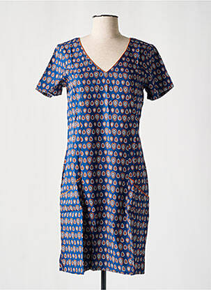 Robe courte manches courtes manches courtes bleu COTON DU MONDE femme