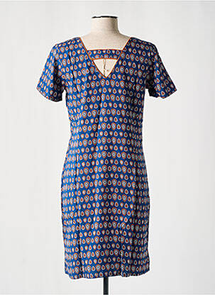 Robe courte manches courtes manches courtes bleu COTON DU MONDE femme