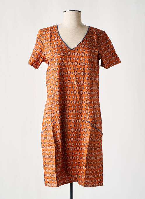 Robe courte manches courtes manches courtes marron COTON DU MONDE femme