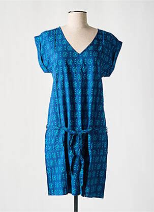 Robe courte manches courtes manches courtes bleu COTON DU MONDE femme