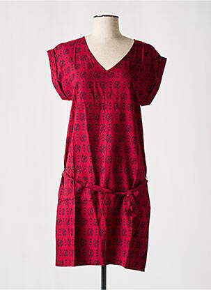 Robe courte manches courtes manches courtes rouge COTON DU MONDE femme