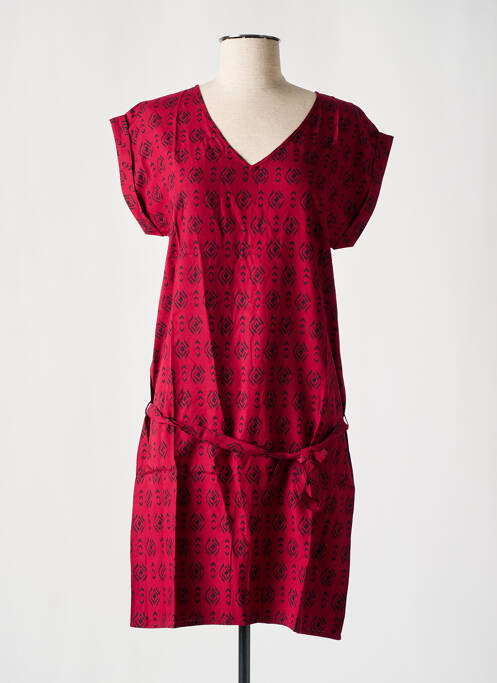 Robe courte manches courtes manches courtes rouge COTON DU MONDE femme