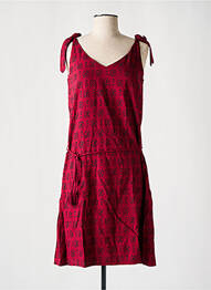 Robe mi-longue imprimé fantaisie fines bretelles rouge COTON DU MONDE femme