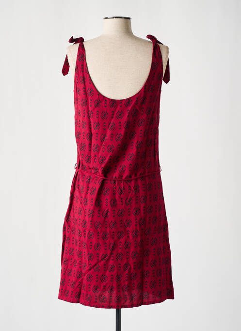 Robe mi-longue imprimé fantaisie fines bretelles rouge COTON DU MONDE femme