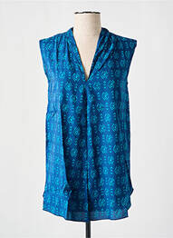 Blouse imprimé fantaisie sans manche bleu COTON DU MONDE femme