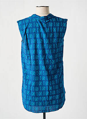 Blouse imprimé fantaisie sans manche bleu COTON DU MONDE femme