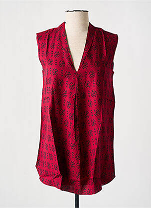 Blouse imprimé fantaisie sans manche rouge COTON DU MONDE femme