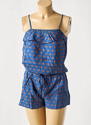 Combishort poches fines bretelles bleu COTON DU MONDE femme