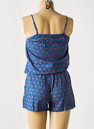 Combishort col carré fines bretelles bleu COTON DU MONDE femme