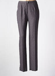 Pantalon droit fermeture zippée sous rabat boutonné gris KARTING femme