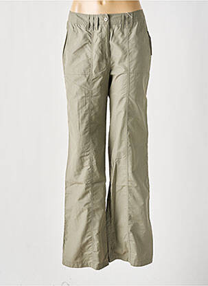 Pantalon flare taille à pinces taille haute vert TRU femme