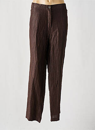 Pantalon droit fermeture zippée sous rabat boutonné taille normale marron BARBARA LEBEK femme