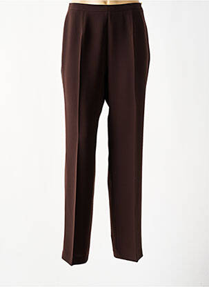 Pantalon droit taille à pinces taille haute marron FEDORA femme