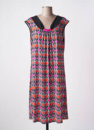 Robe mi-longue coupe fluide manches courtes orange VANIA femme