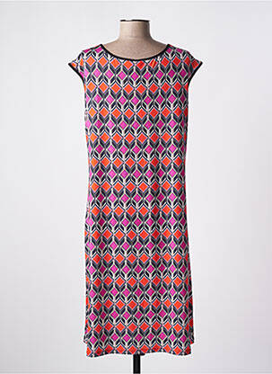 Robe mi-longue coupe fluide manches courtes orange VANIA femme