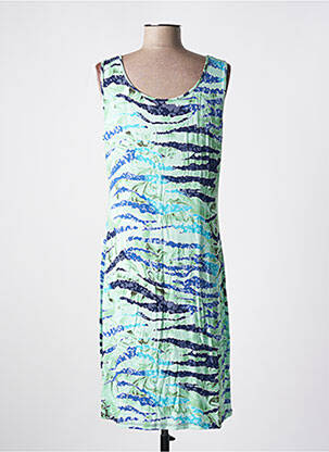 Robe mi-longue imprimé fantaisie sans manche vert VANIA femme