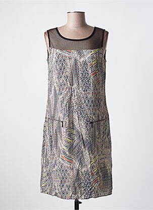 Robe mi-longue imprimé fantaisie sans manche noir PAUSE CAFE femme
