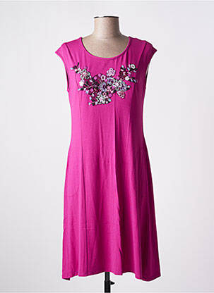 Robe mi-longue manches courtes manches courtes rose VANIA femme