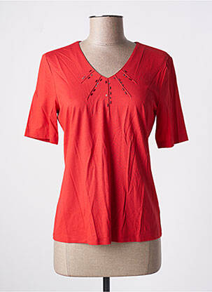 T-shirt col v manches courtes rouge BARBARA LEBEK femme
