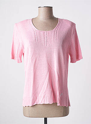 Pull coupe cintrée manches courtes rose MINO MORA femme