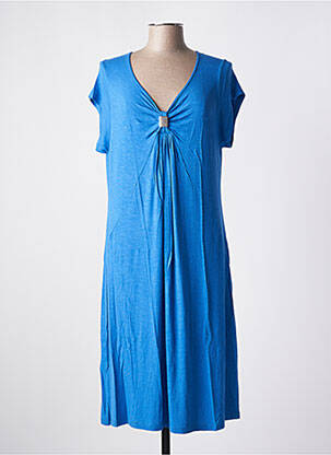 Robe mi-longue manches courtes manches courtes bleu VANIA femme