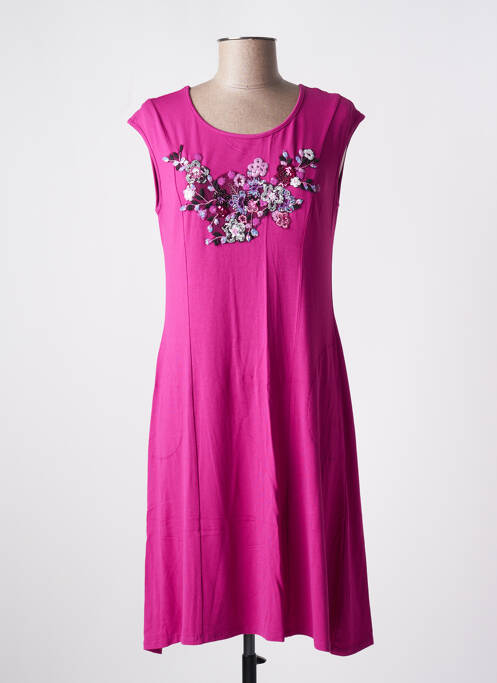 Robe mi-longue manches courtes manches courtes rose VANIA femme